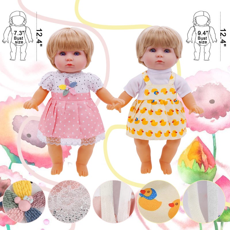 Digabi Girl Doll Clothes and Accessories Gift - 8 pcs Alive-Baby Doll Clothes Dress Outfits for 12 Inch Dolls  6 Complete Sets Clothing of Dresses Cloak Onesies Pajamas - Image 5